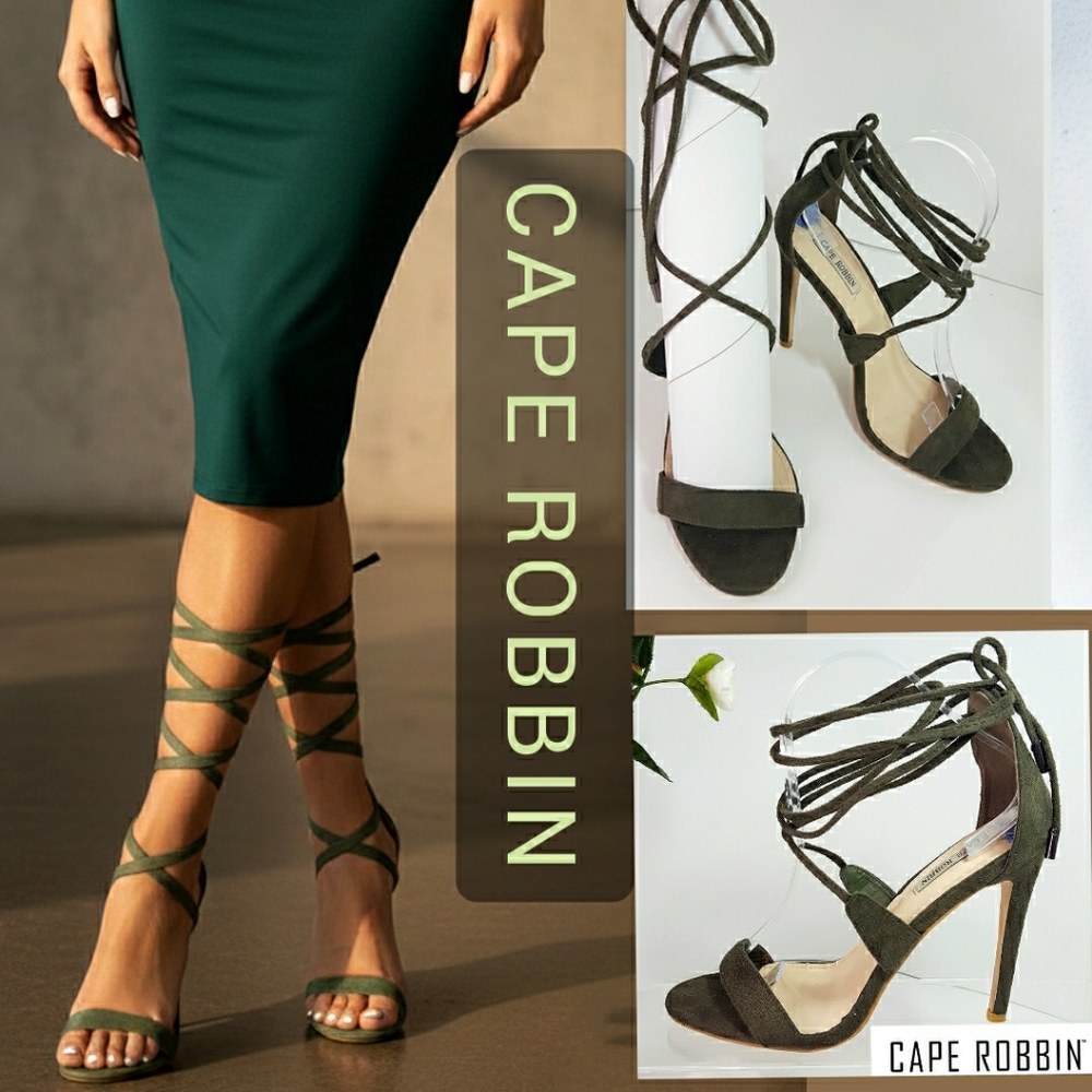 Cape Robbin Sandal Heels🌿Suede Leather Strappy Wrapped High Up|Open Toe